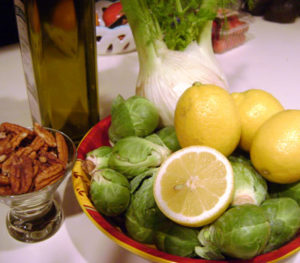 brussels sprout fennel lemon salad mis en place